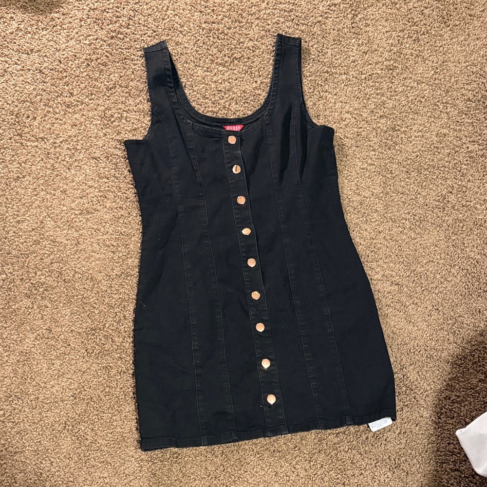 Guess Black Button-Down Tank Dress